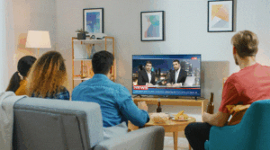 Modern living room showing cloud-based TV streaming in the USA