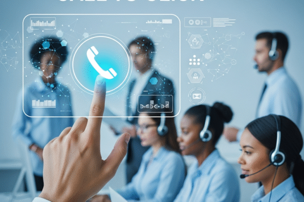 Agent using a Call to Click solution on screen to boost calling efficiency