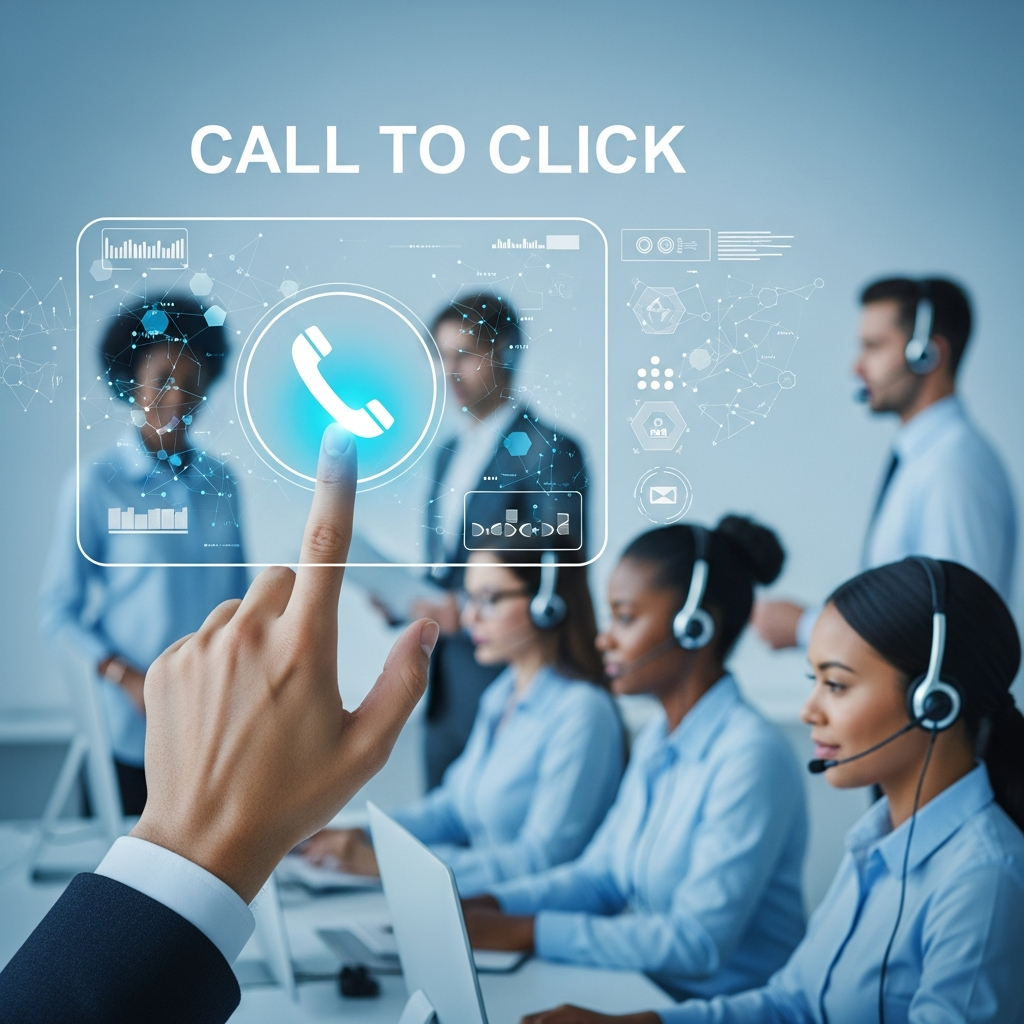 Agent using a Call to Click solution on screen to boost calling efficiency