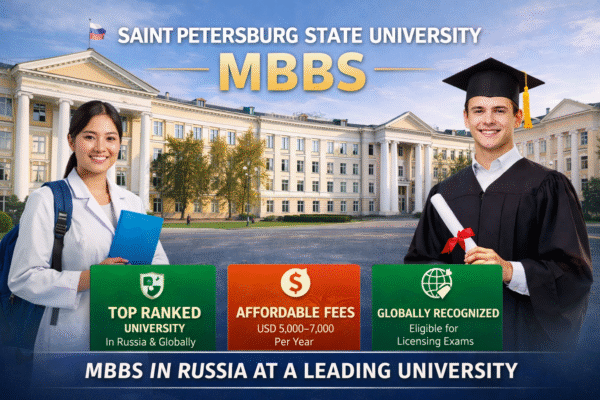Saint Petersburg State University admission details for MBBS in Russia, including eligibility, documents, application process, and intake information.