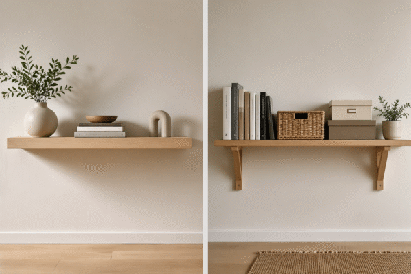 floating vs bracket shelves
